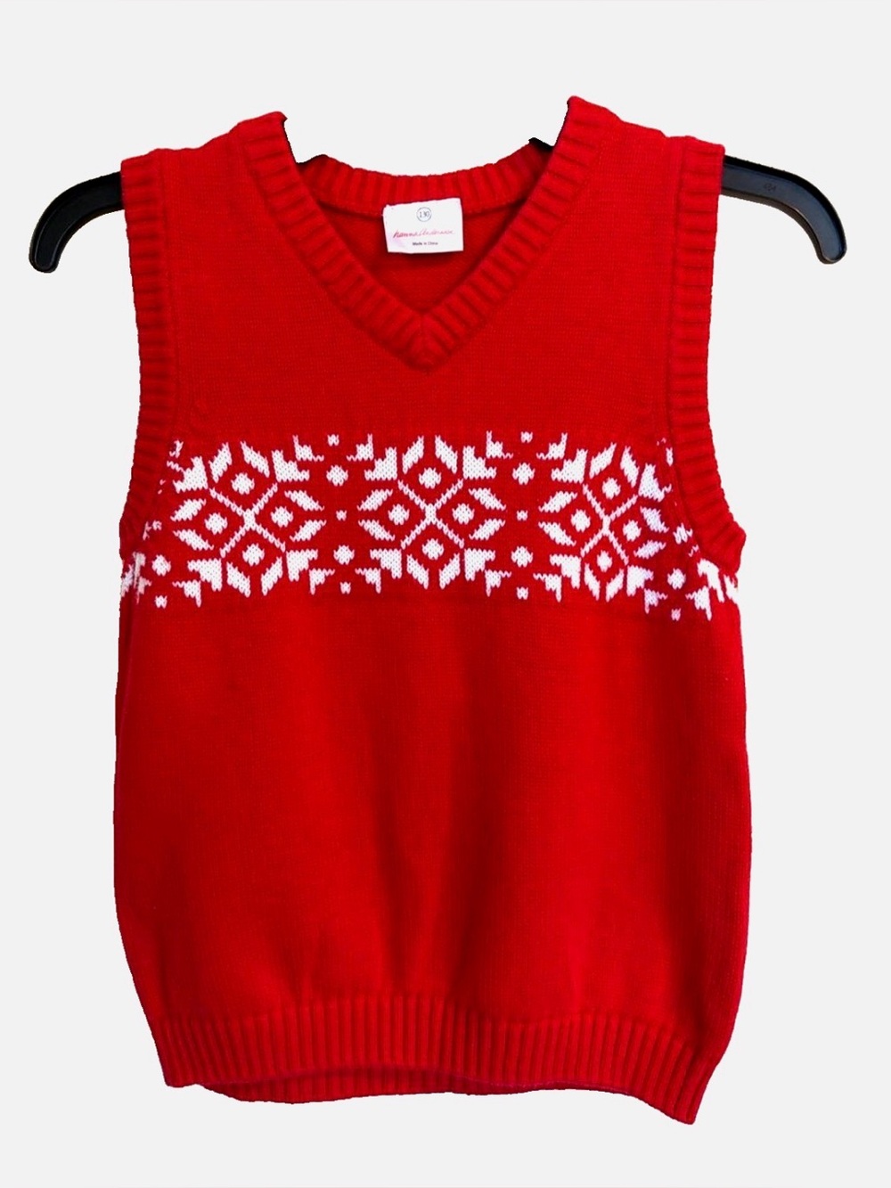 Hanna Andersson Boys 8 130 Red Fair Isle Sweater Vest Christmas Nordic Cotton